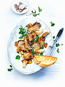 Oyster mushrooms with garlic and parsley