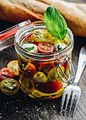Caprese salad in a glass jar
