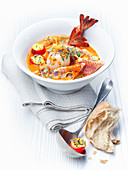 Bouillabaisse (fish stew) with Rouille tomatoes
