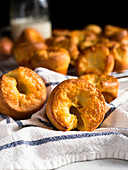 Yorkshire puddings on striped cloth