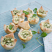 Crispy shells filled with spinach and cottage cheese