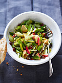 Leek salad with apple and nuts