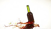 Bottle of wine exploding, slow motion