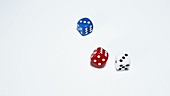 Dice rolling, slow motion