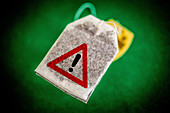 Warning pictogram on a tea bag