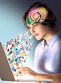 Internet effects on brain, conceptual illustration