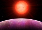 Red dwarf NGTS-1 and its planet, illustration