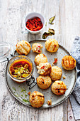 Grilled coconut rice balls with goji berries