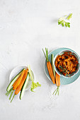 Carrot and fennel dip with vegetables sticks