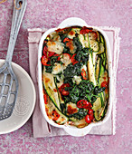 Vegetarian spinach lasagne with courgette and ricotta