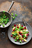 Grilled beetroot and apple salad with an almond vinaigrette