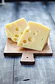 Emmental cheese on a board
