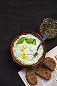 Cucumber dip with olive oil