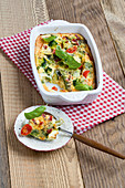 Oven-baked vegetable and ham frittata
