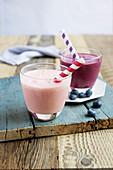 A melon and fennel smoothie, and a blueberry and almond lassi