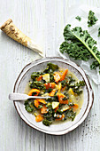 Vegan sweet potato stew with kale