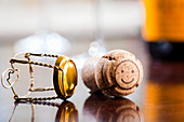 Champagne cork with happy face