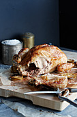 Lemon chicken on a chopping board