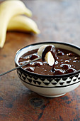 Chocolate sauce with bananas