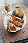 Red mullet with pear fricassee
