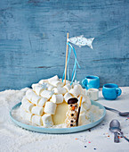 An ice cream parfait igloo with marshmallows
