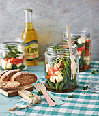 Bean and tomato salad in a glass