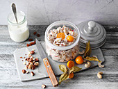 Overnight oats with apple, physalis and cinnamon