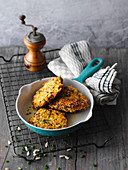 Carrot and courgette fritters with sunflower seeds