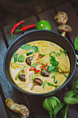 Massaman curry with potatoes and shiitake mushrooms (Thailand)