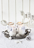 Hand-made Advent wreath in jars