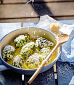 Italian malfatti with spinach and Parmesan cheese