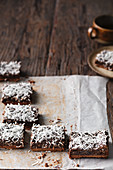 Tim Tamington slices: sheet cake made from Tim Tam chocolate biscuits