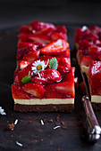 Strawberry tray bake cake