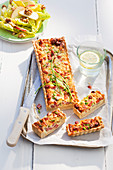 Shortcrust pastry quiche with Gorgonzola and ham