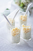 Herb risotto in glasses