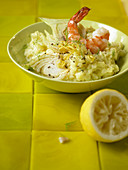 Lemon risotto with prawns and fennel
