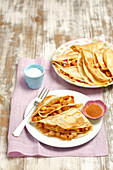 Crepes with an apple and cinnamon filling