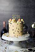 A New Year's Eve cake with champagne