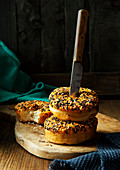 Doughnuts with coloured sprinkles for Halloween