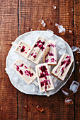 Homemade peanut butter and jam ice lollies