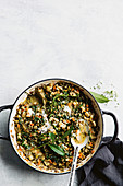 Creamy french lentils with silverbeet and parsnip
