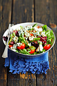 Salad with blue cheese and cherry tomatoes