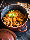 Vegan (soy) version of Hungarian meet stew called pörkölt