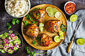 Baked Asian Chicken with Rice and Salad