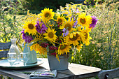 Late summer bouquet with sunflowers