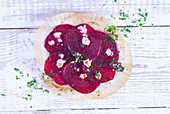 Beetroot gratin with thyme and sheep's cheese