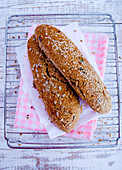 Wholemeal baguettes with seeds