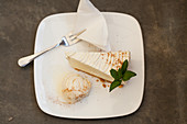 Cheesecake with Scoop of Vanillla Ice Cream