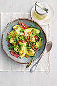 Avocado, prosciutto and pecan salad