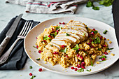Couscous with chicken breast and pomegranate seeds (one pot)